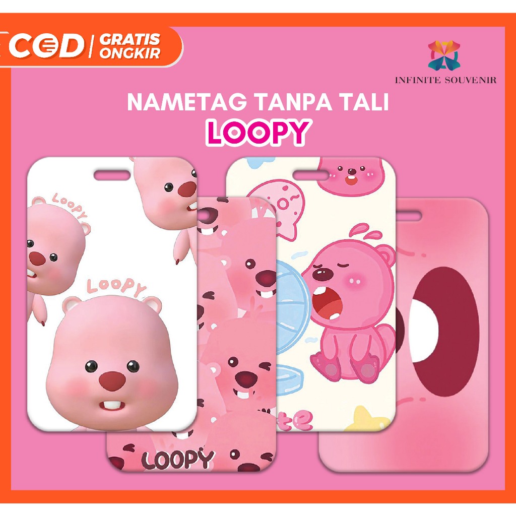 

(N009) Nametag LOOPY Tanpa Tali / Card Holder Pororo Loopy / ID Card Lupi / Rupi / Tempat Kartu Motif Berang Berang Wanita Muda