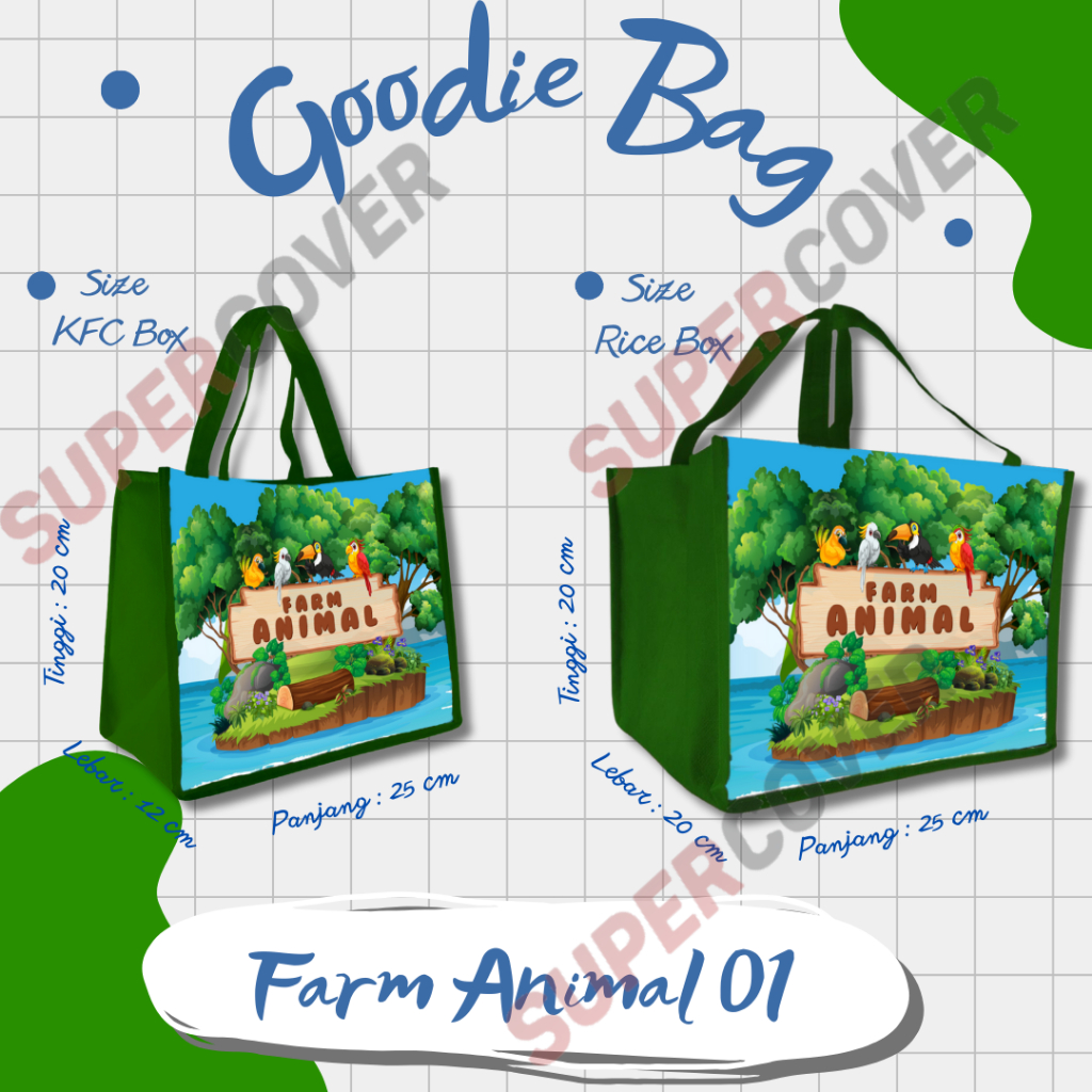 

Goodie Bag Gambar Kartun Animal 01 Warna Hijau Tua Untuk Acara Ulang Tahun, Aqiqah, Sunatan Dan Lain lain.