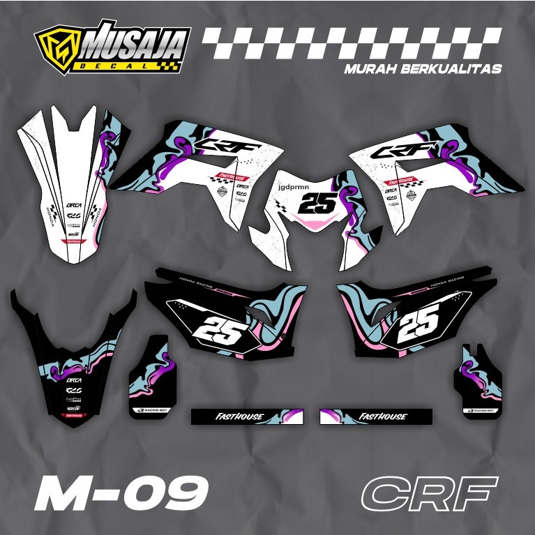 Decal CRF motif hitam putih Fullbody - dekal crf full body