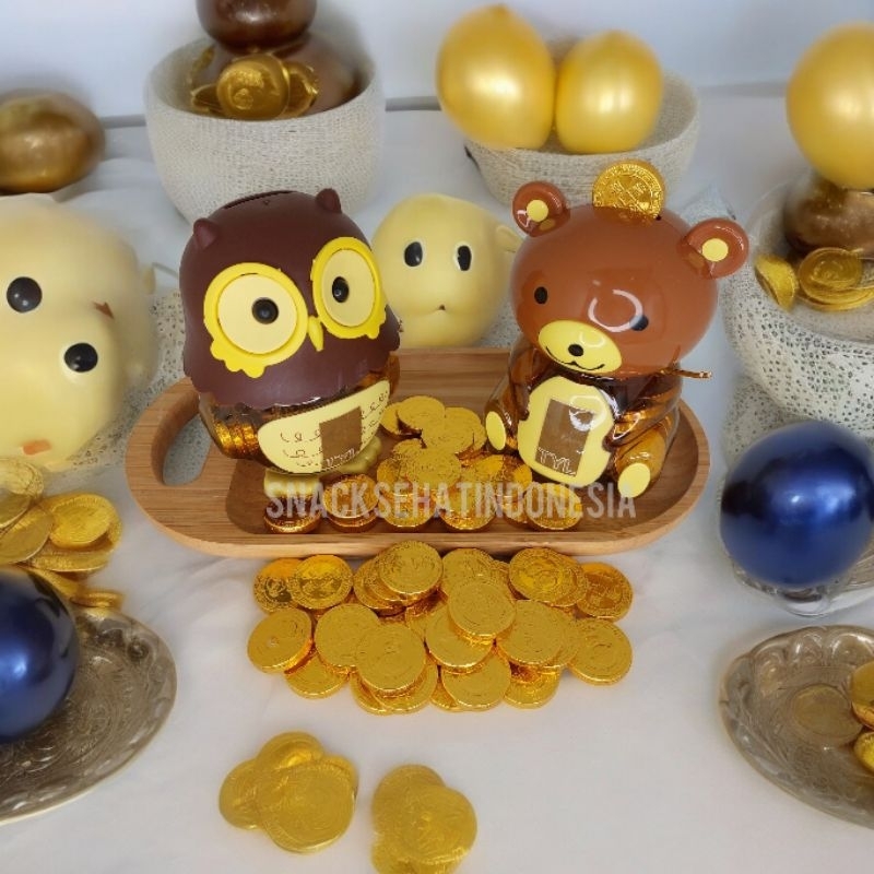 

Paket 2 bundle (owl+bear) coklat coin celengan viral