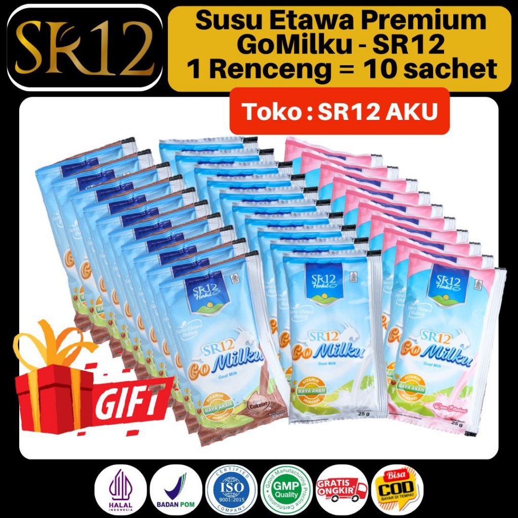 

SR12 GOMILKU RENCENG SACHET SUSU KAMBING ETAWA PREMIUM KANDUNGAN DAUN KELOR MADU EKSTRAK IKAN GABUS DISTRIBUTOR SR12 HERBAL SKINCARE HALAL BPOM READY