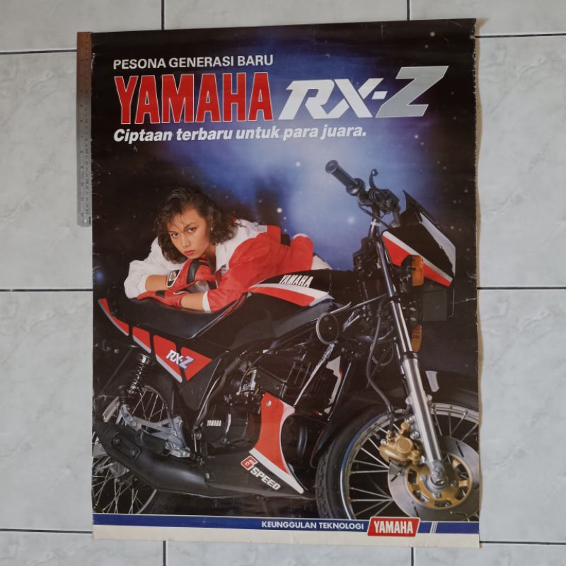 Poster brosur katalog iklan jumbo jadul lawas ex dealer Yamaha RXZ/RX Z 1989-1990 ORI Original