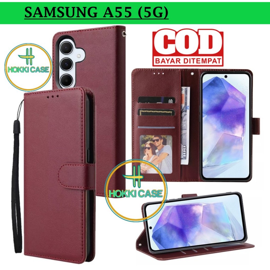 SAMSUNG A55 5G FLIP LEATHER CASE PREMIUM-FLIP WALLET CASE UNTUK SAMSUNG A55 5G