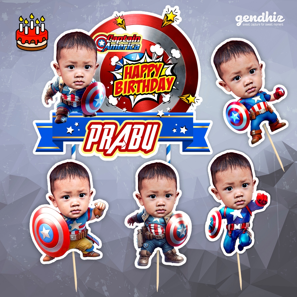TOPPER KUE CUSTOM / TOPPER SPIDERMAN / TOPPER CUSTOM FOTO DAN NAMA / TOPPER HAPPY BIRTHADAY / TOPPER