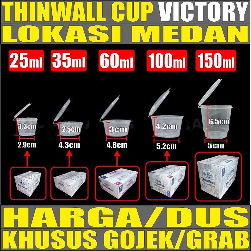 Thinwall Cup 25ml 35ml 60ml 100ml 150ml Bulat Cup Sambel Dus Gjk Medan