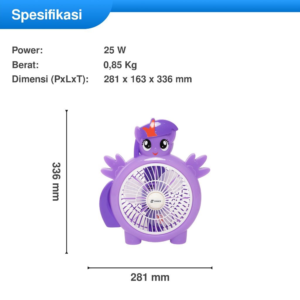 Ay00 Sanex Box Fan Kipas Kotak Karakter Unicorn 8 Inch kipas Lucu Kipas karakter Kecil KK-809UC