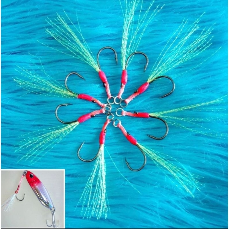8PCS MICRO SINGLE ASSIST HOOK UNTUK JIG 5-30GRAM