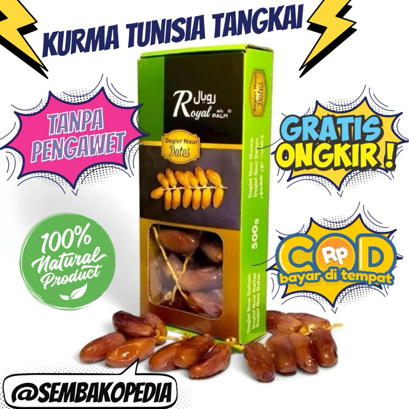 

KURMA TUNISIA TANGKAI 500GR ROYAL PALM PREMIUM