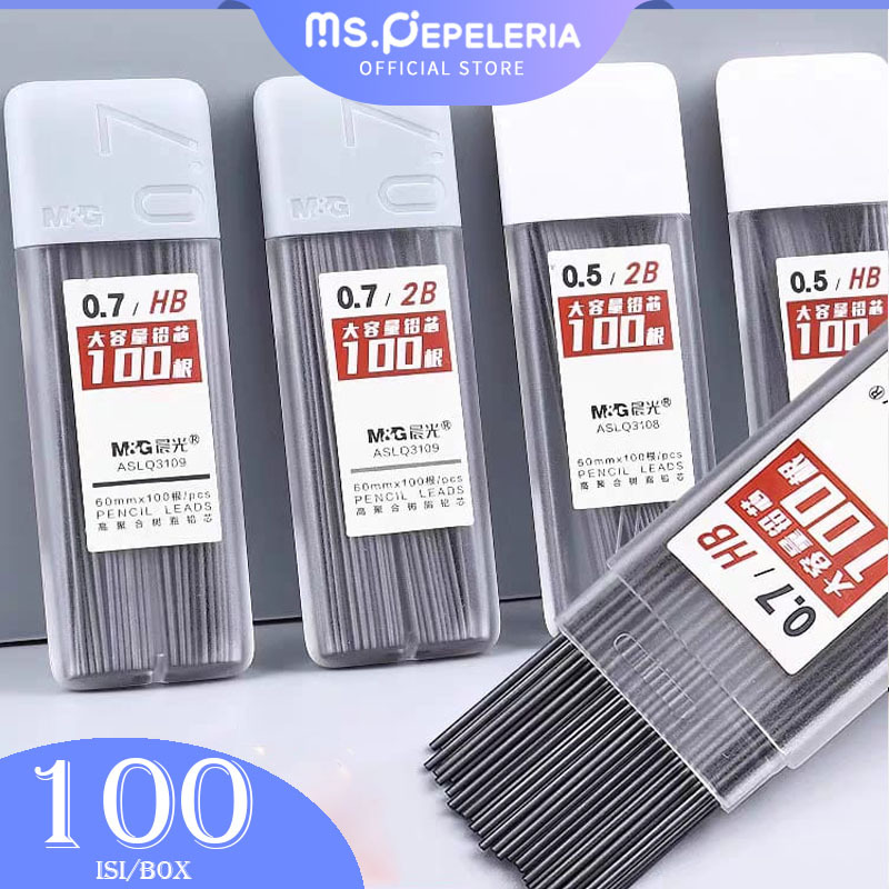 

Pensil refill mechanical Isi Pensil Mekanik 100Pcs 0.5mm/0.7mm-Ms.Pepeleria