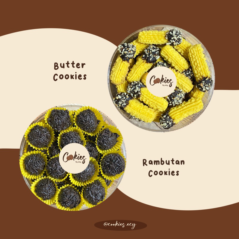 

KUE KERING Lebaran 1446 H Butter Cookies & Rambutan Cookies 500gr Cookies by ecy