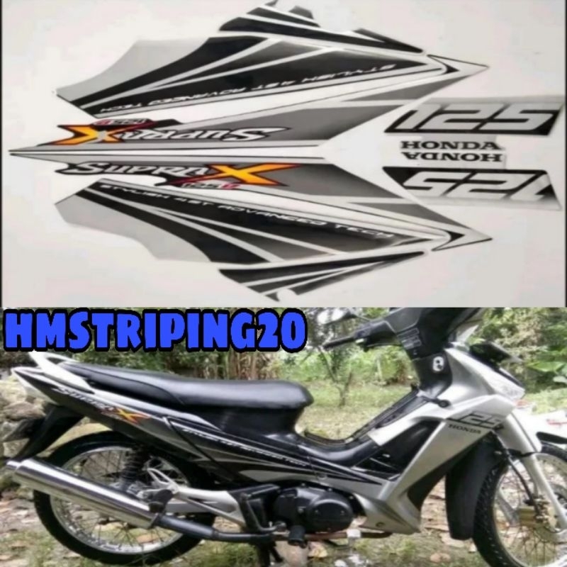 STRIPING STIKER HONDA SUPRA X 125 D 2008 2009 HITAM SILVER