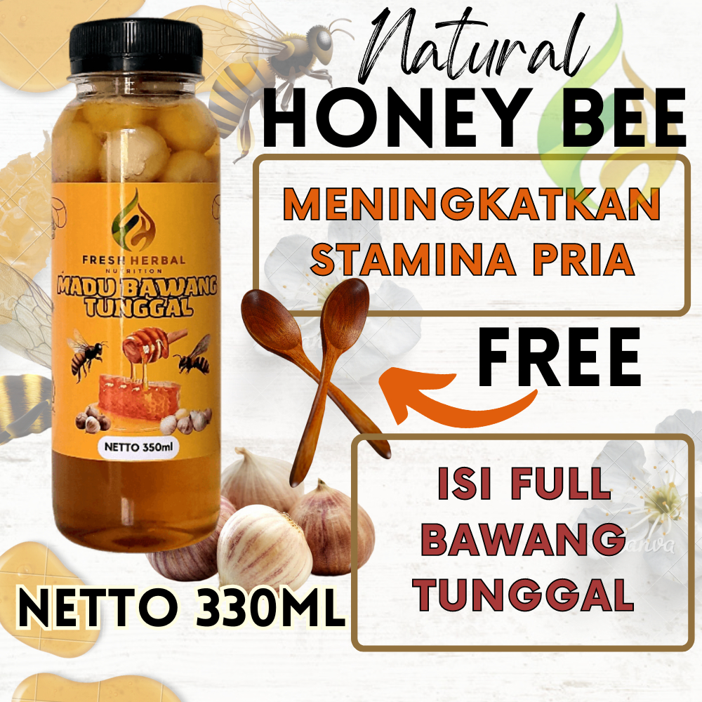 

Madu Bawang Lanang Tunggal Rendam Madu Murni Apis Melifera Kualitas super Netto 350gr