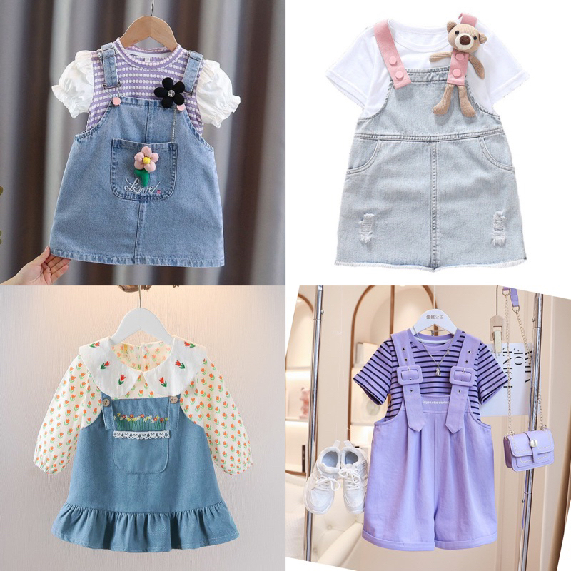 overall anak perempuan baju kodok jins anak perempuan baju kodok 2in1 rok jins impor 1 s/d 4 thn
