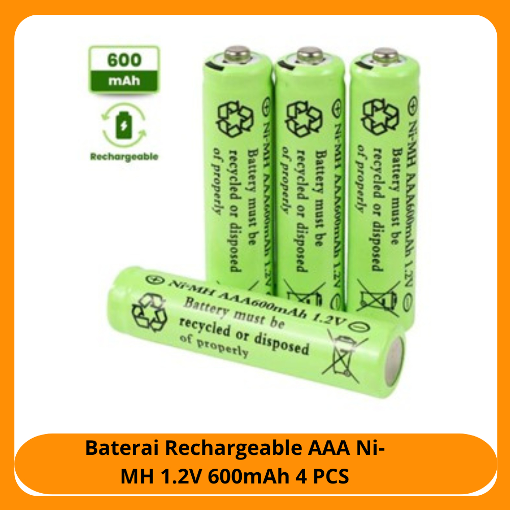 Baterai Rechargeable AAA Ni-MH 1.2V 600mAh 4 PCS / baterai isi ulang bisa di cas berkali kali