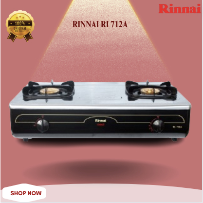 Kompor Gas Rinnai 2 Tungku RI 712A ORIGINAL BERGARANSI RESMI/RI712A/RI 712A/RI-712-A/RI 712 A