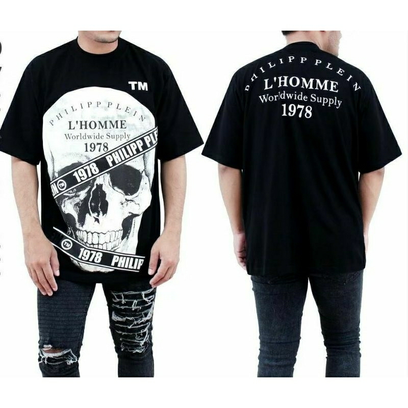 Kaos oversize PP baju kaos tengkorak baju oversize premium katun 24s