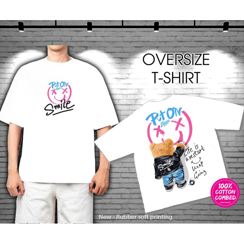 KAOS OVERSIZE PRIA LD 120 CM PUTIH SMILE
