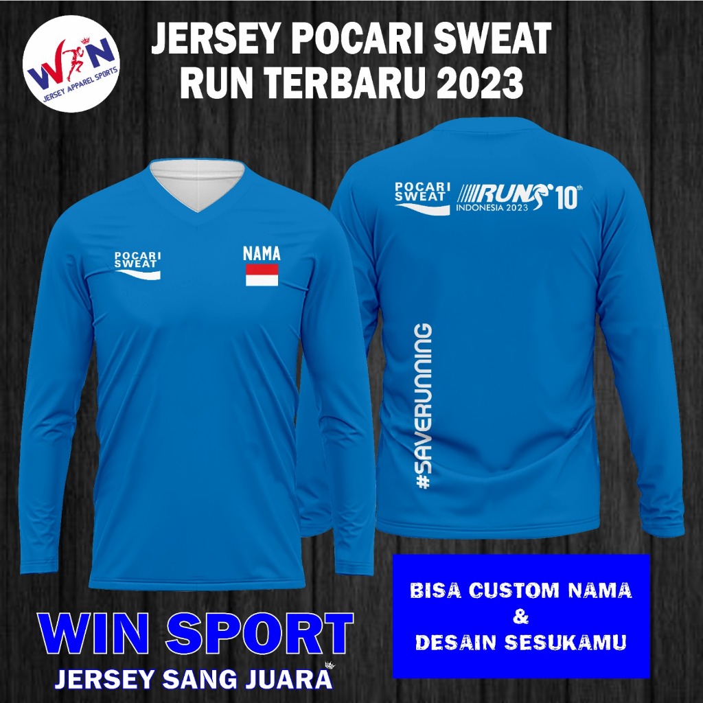 Jersey Running Pocari Sweat Run 2023 Lengan Panjang – Baju Lari Dryfit Pria Wanita Full Printing | K
