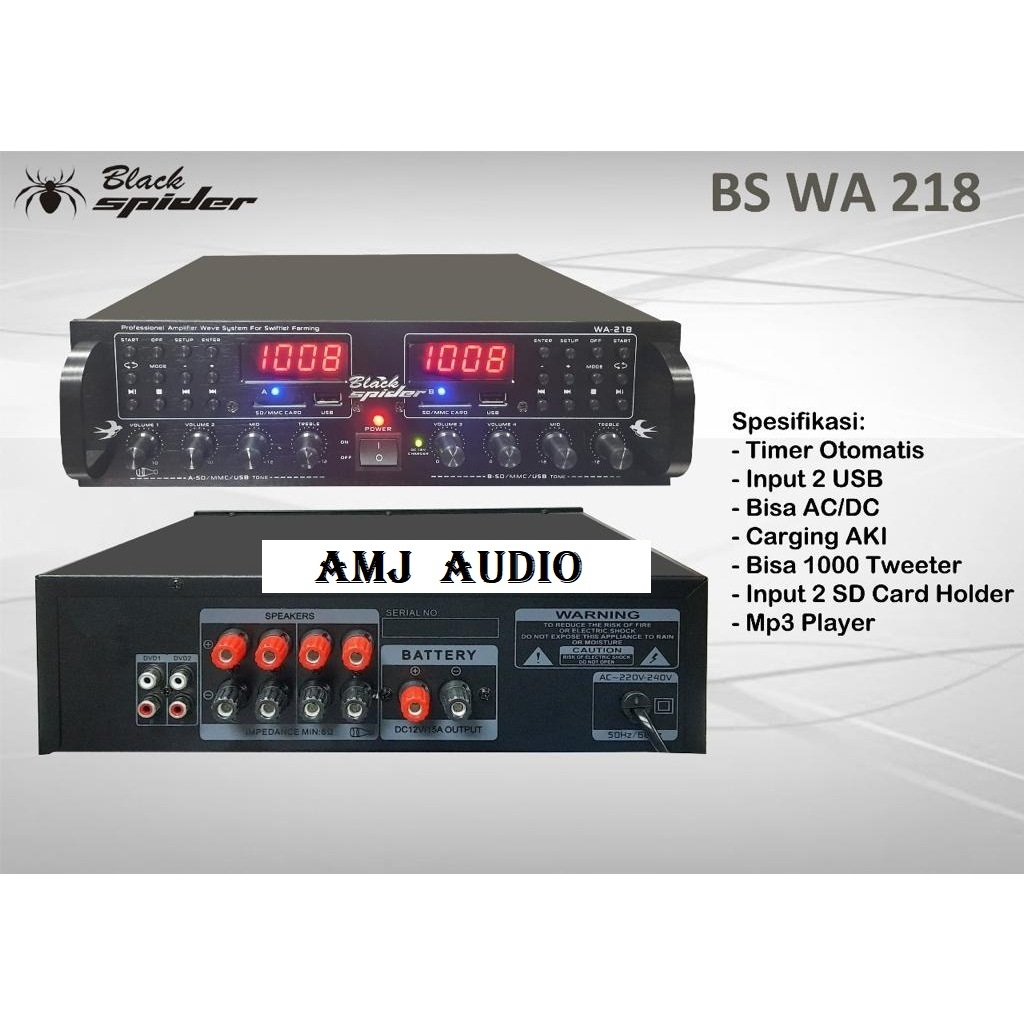 AMPLIFIER BLACK SPIDER BS WA218 WA-218 AMPLI WALET BLACKSPIDER BS WA 218 ORIGINAL