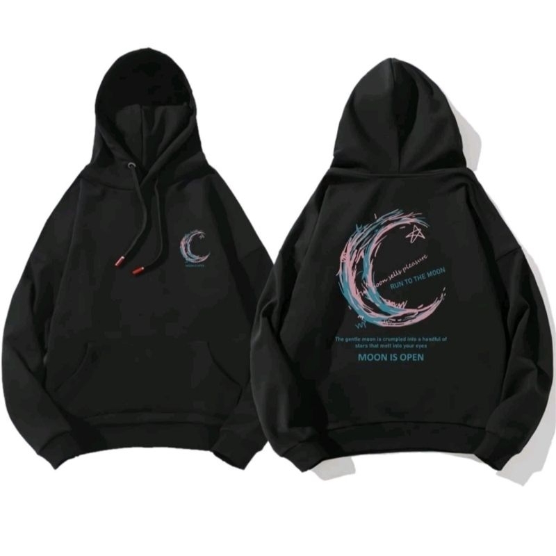 LAROSE STORE Hoodie Star Moon Hoodie Pria Wanita Hoodie Couple Pasangan Kapelan Hoodie Polos Jumbo M