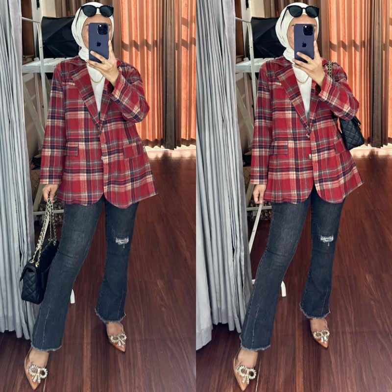 PAOLA Blazer Import | Blazer Flanel | | Cardi Kotak | | Blazer Wanita |