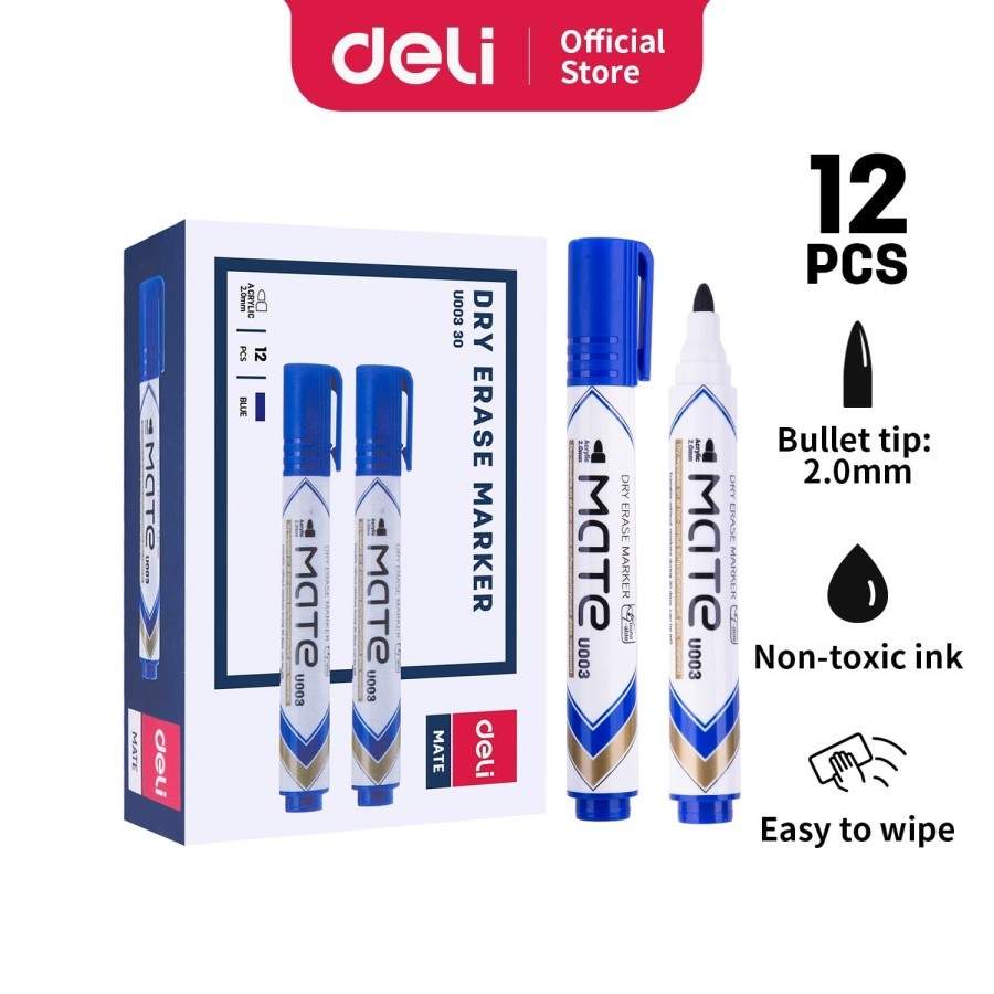 

Deli Spidol Whiteboard / Dry Erase Marker EU00330 - Biru