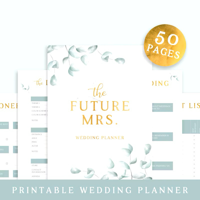 Wedding Planner Printable 50 Pages, Printable Wedding Planner Book, Wedding Planner Binder, Wedding 