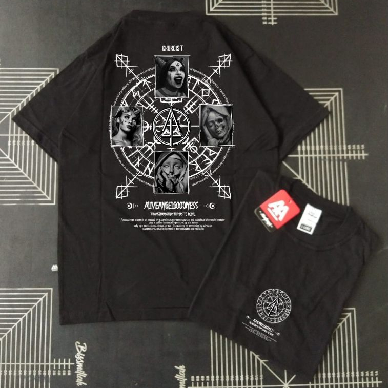 Kaos Distro Pria & Wanita Satanik 666 Baphomet Black Metal / T-shirt Streetwear Cowo Cewek Tee Bootl