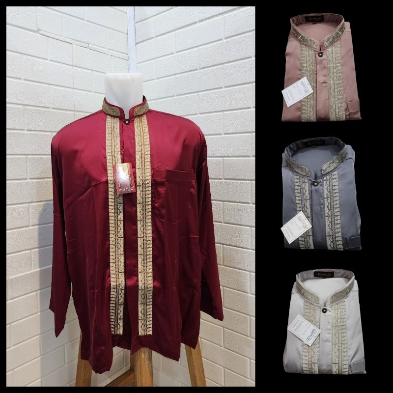 Baju Koko Busana Muslim Pria Misfalah Exclusive Kode 2059 Bahan Silk Armany Lengan Panjang