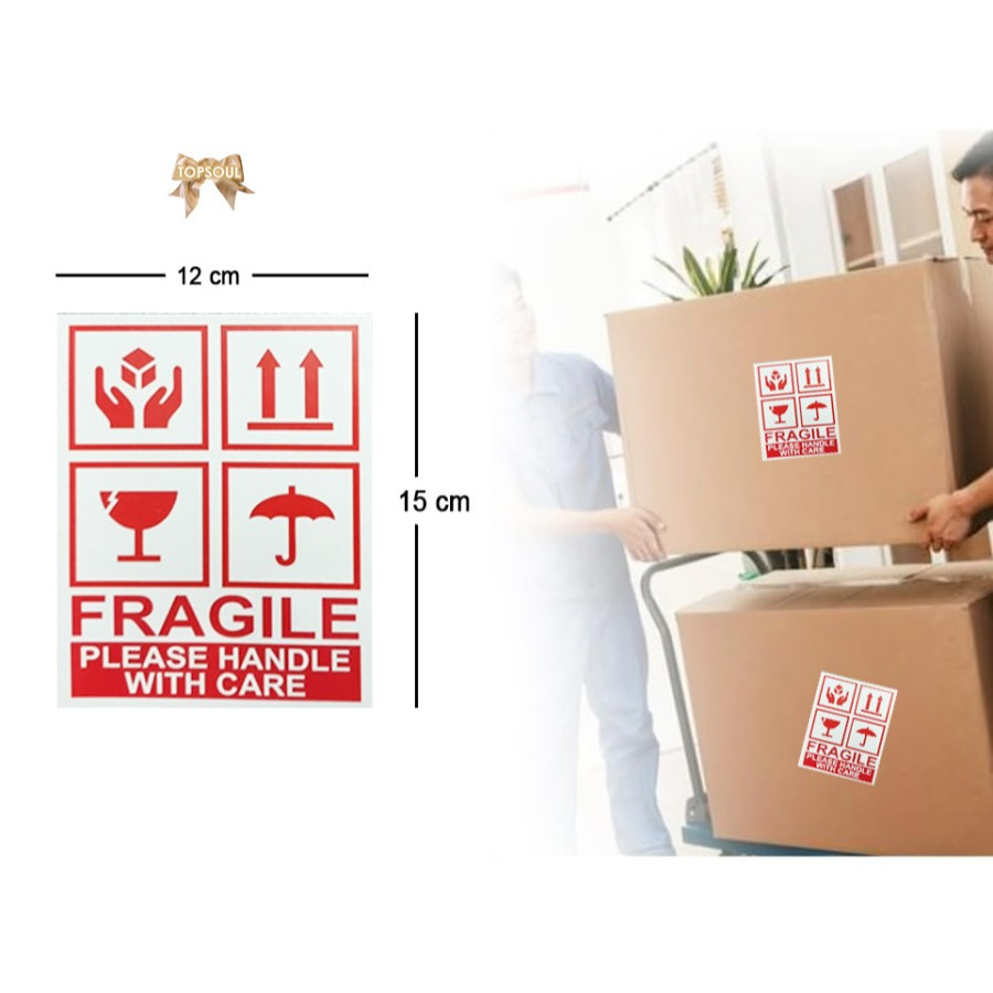 

Sticker Fragile 15 x 12 cm Label Please Handle With Care Pecah Belah