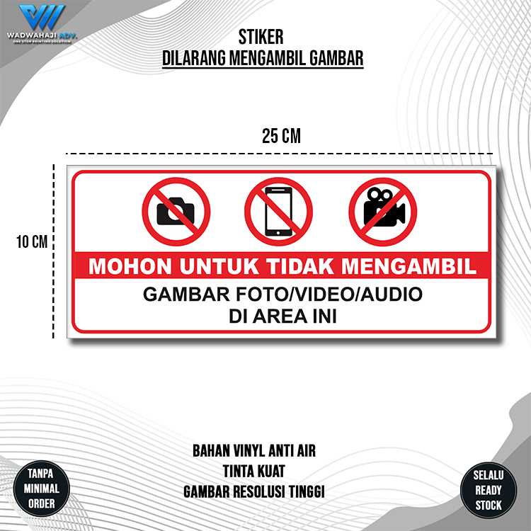 

Stiker Dilarang Foto merekam Bahan vinyil anti air Wadwahaji