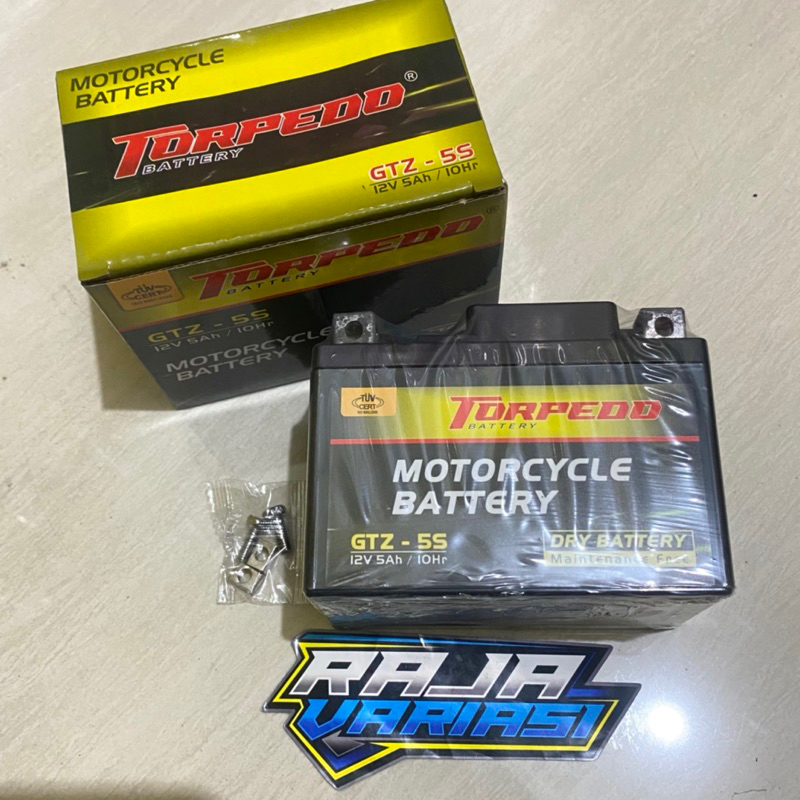 Accu Kering TORPEDO GTZ-5S  produksi baru 2024.1 dus isi 10 Pcs. Aki accu TORPEDO original full keri