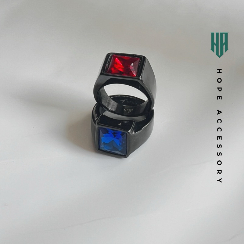 SAFIR STONE RING PREMIUM / CINCIN PRIA COWOK BATU AKIK AESTHETIC KEREN TITANIUM ANTI KARAT ANTI LUNT