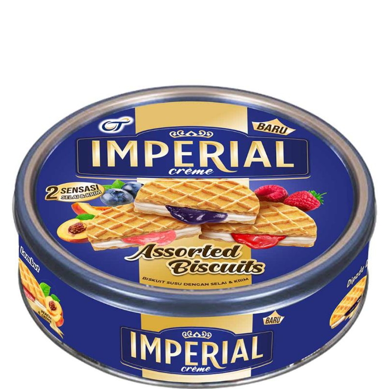 

PROMO RAMADHAN ✓ IMPERIAL CREME biskuit susu selai krim kemasan KALENG 216 gr