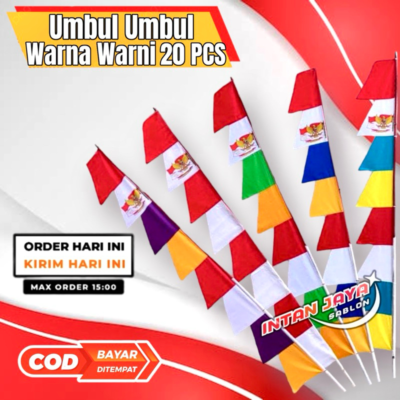 BENDERA UMBUL UMBUL WARNA WARNI ISI 20 PCS (1 KODI) UMBUL UMBUL GARUDA