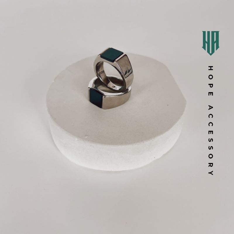 Hopeacc | Verblac Ring | Cincin Batu Hitam Biru Merah Unik | Cincin Pria | Cincin Titanium | Cincin 