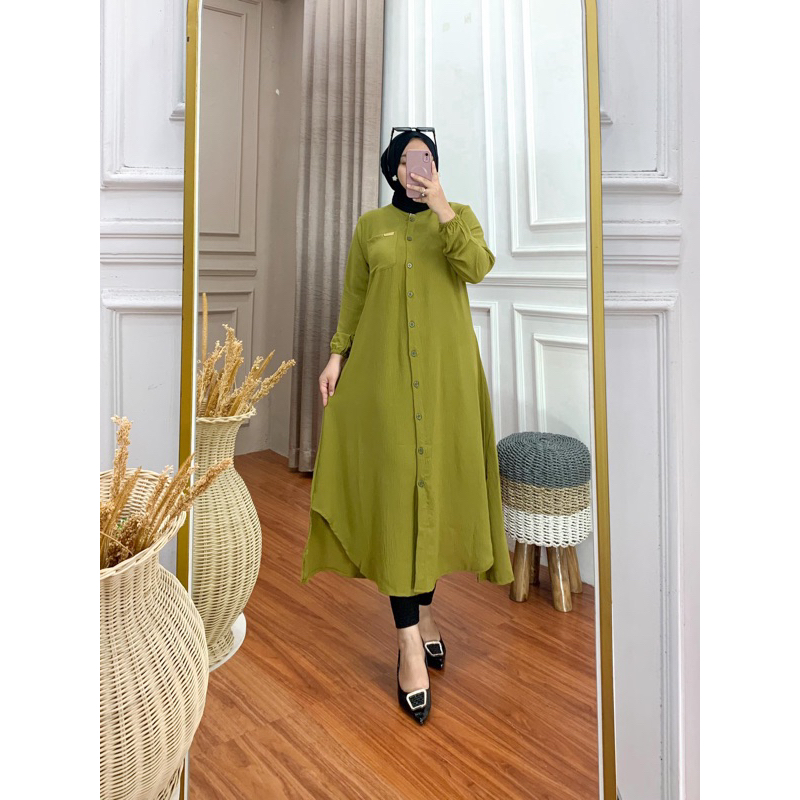 Long Tunik Talisa Midi Crinkle / Tunik Murah/ Tunik Dailywear