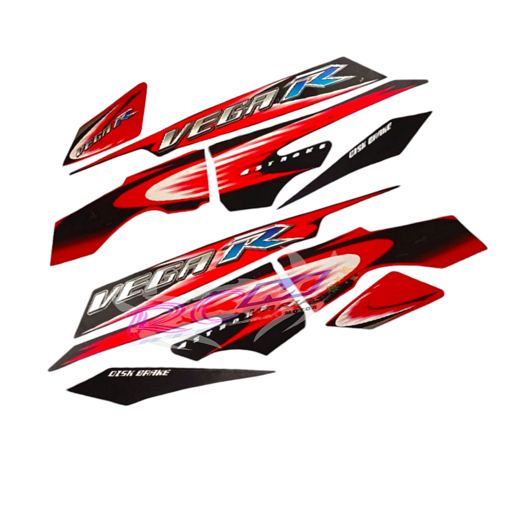 Sticker bodi Yamaha Vega R New 2006 Hitam Merah stiker Lis polet striping body Vega new merah hitam