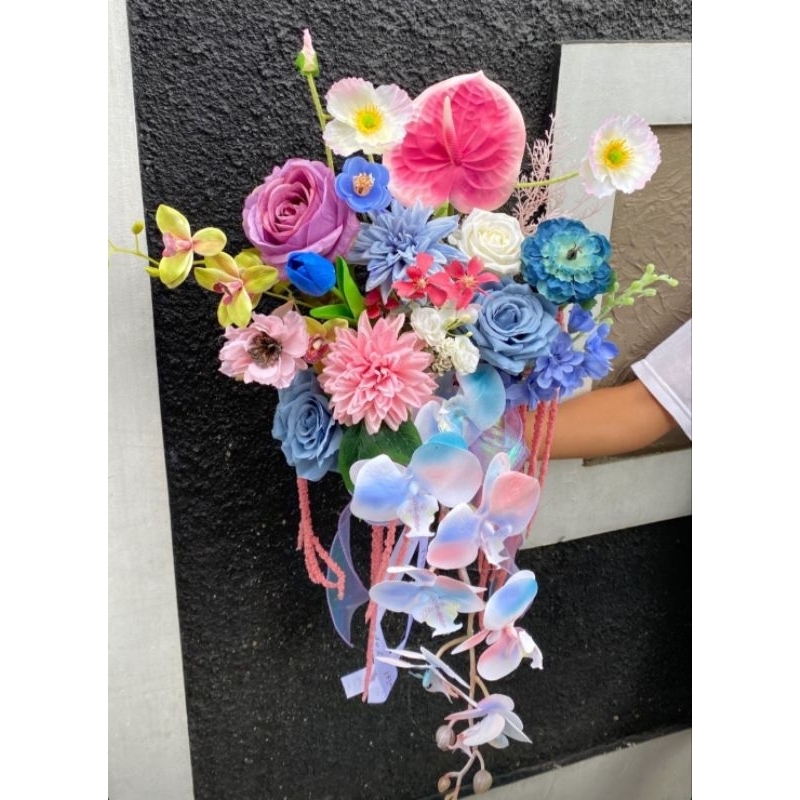 wedding bouquet large bunga artificial+preserved amaranthus