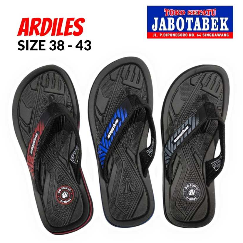 [COD] Sandal jepit cowok karet santai casual ARDILES size 38 39 40 41 42 43 warna hitam biru merah a