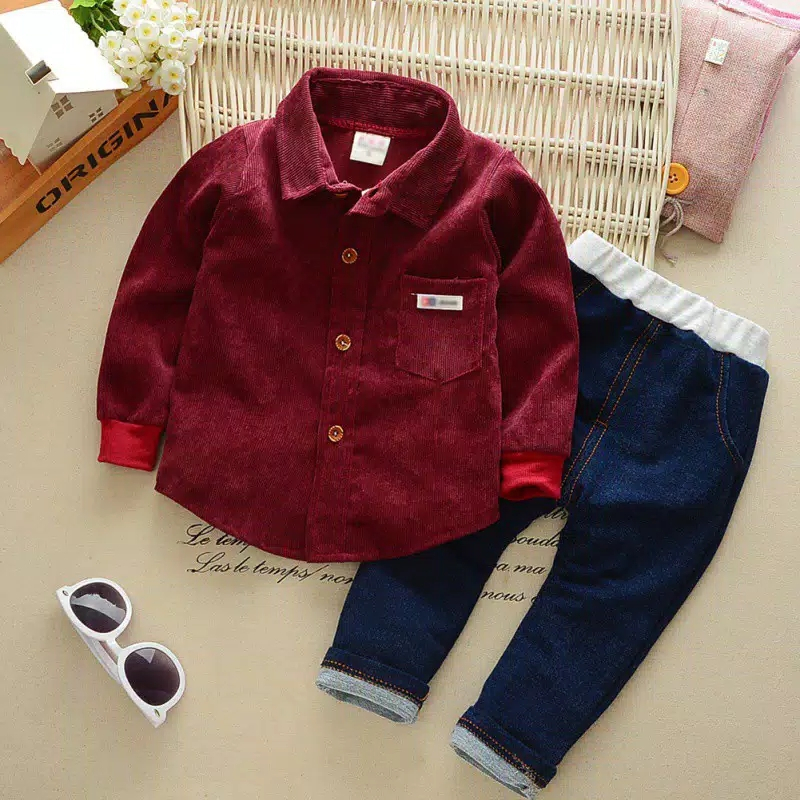 Atasan Anak Bayi Laki-Laki kain corduroy Celana Kasual IMPORT