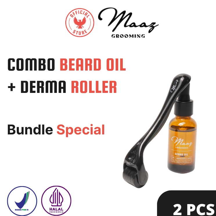NEW Beard Improvement Bundle  Paket Spesial Derma Roller dan Beard Oil