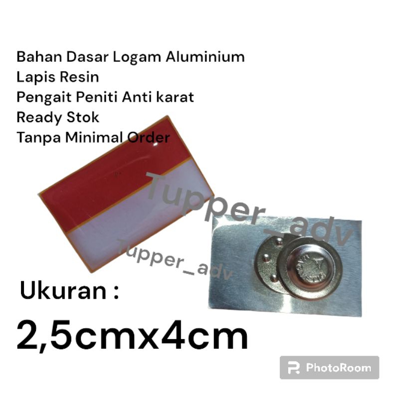 (2,5cm x 4cm) Pin Bros Merah Putih Magnet Lapis Resin Bijian - Pin Aksesoris Indonesia