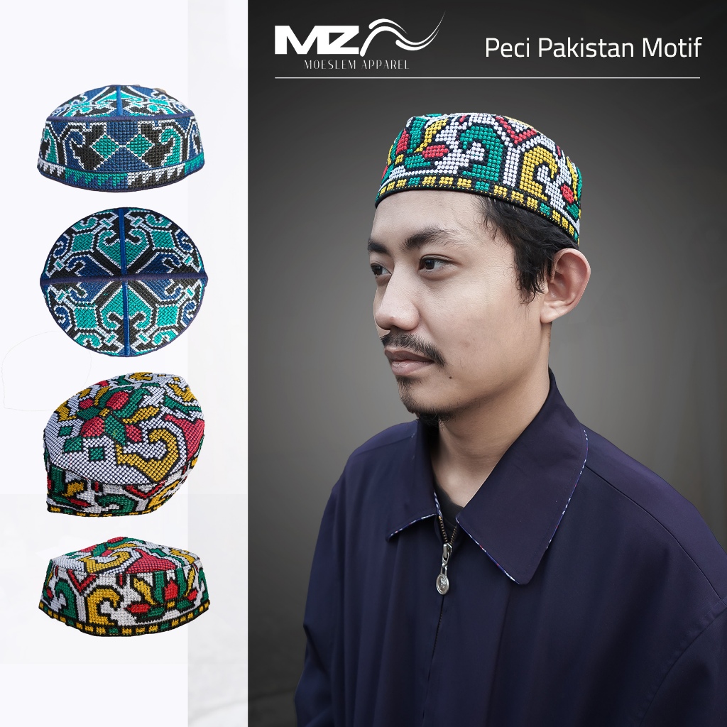 Peci Kopiah PAKISTAN Original Full Bordir Anak Laki Laki Dewasa Motif Indah Songkok Pakistani Kopyah