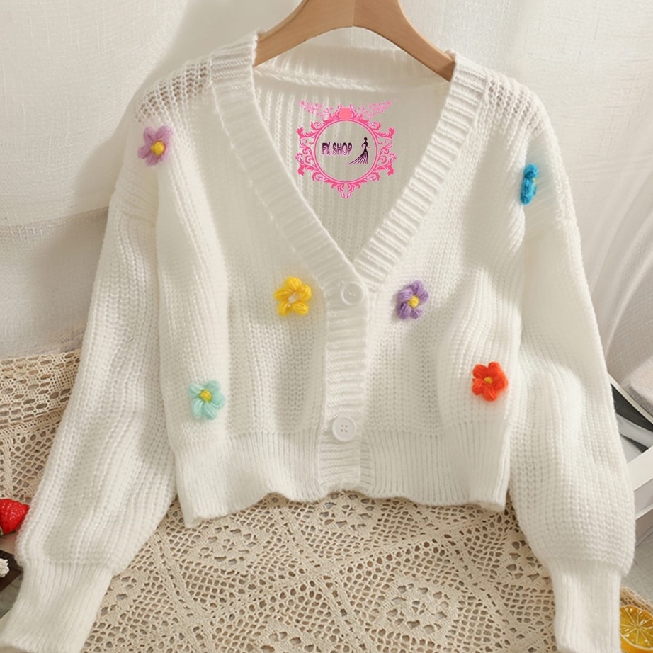PROMO FX SHOP CARDI  CARDIGAN FLOW KOREA PREMIUM BUNGA 3D  Timbul