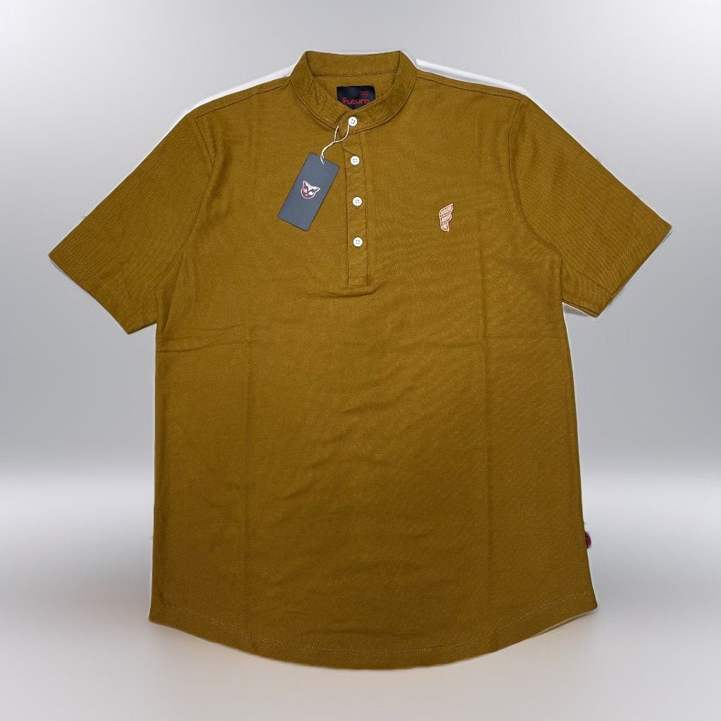 Kemko Lengan Pendek Kurta Katun Pique Pria Pendek Kaos Koko