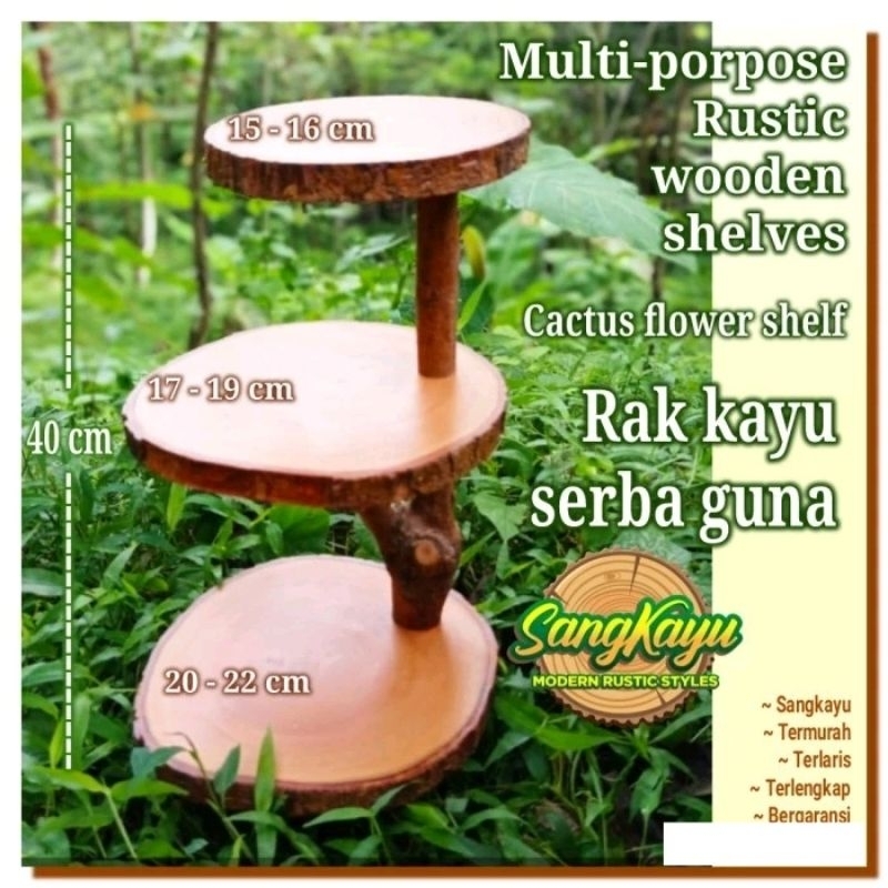 Rak kayu serbaguna rak tanaman hias rak bunga kaktus rak mainan rustic