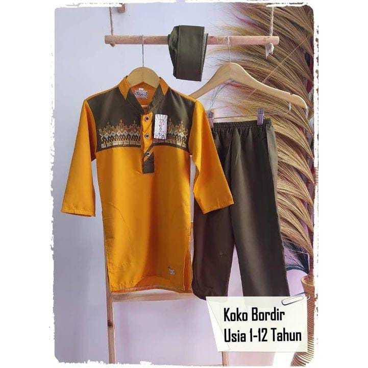 SETELAN KOKO ANAK LAKI LAKI BORDIR TERBARU 2024 / SETELAN KOKO ANAK TERLARIS / BAJU NGAJI ANAK LAKI 