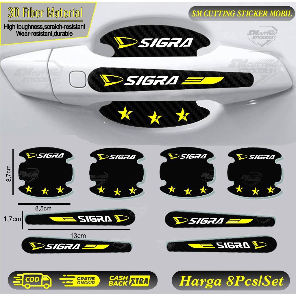8 Pcs Stiker Pelindung Gagang Pintu Mobil Sigra Stiker Handle Mobil Daihatsu Sigra