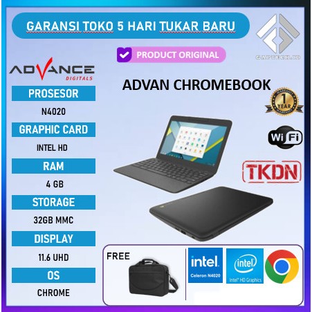 laptop Advan Chromebook N4020 Ram 4gb 32gb mmc 11.6 inc UHD Grey TKDN